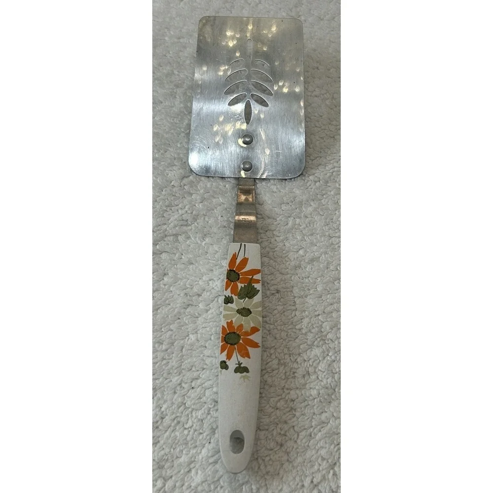Vtg EKCO Country Garden Daisy Flowers Small Stainless Slotted Spatula **EUC**